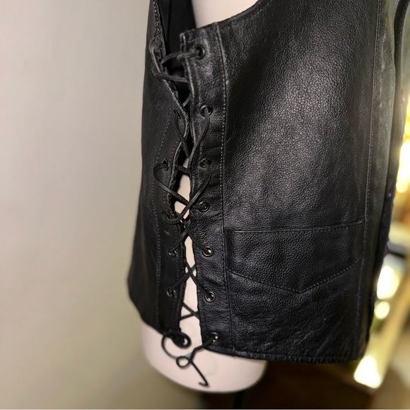 JH Biker Design Vest - Men’s Large - Black Leather - Picture 7 of 9